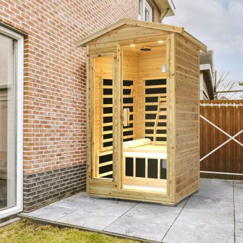 Outdoor Infrared Sauna, 2 Person Far Infrared Old Fir Wood Sauna Room with Bluetooth Audio & LCD Touch Control, 6 Heating Panels 120V Waterproof Backyard Sauna for Home Wellness