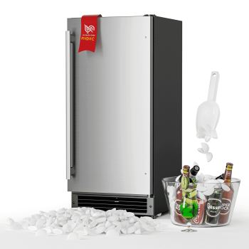 RIOXC 25 lbs/24H Crescent Ice Maker 15" Under Counter Machine with 22LBS Storage Bin No Drain Required for Home and Commercial Use, ETL