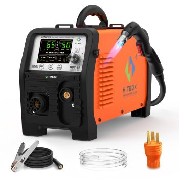 HITBOX 65A Plasma Cutter, 110/220V Dual Voltage Non-Touch Pilot Arc CNC Ready DC IGBT Inverter with Digital Display