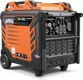 GENMAX Portable Tri Fuel Generator, 10500 Watt 458cc Engine, Gas/Propane/Natural Gas Powered Generator with Remote Start & 50A Outlet, Reliable Emergency Backup Power for Household Use