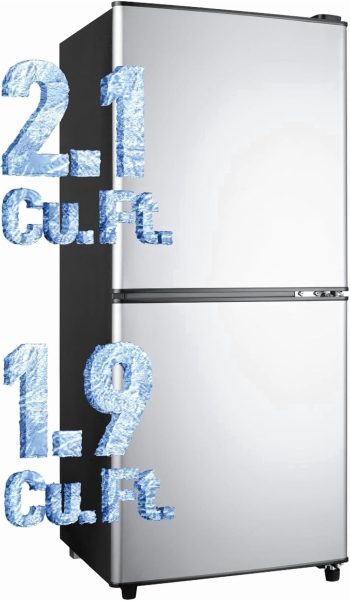 GGTB 4.0 Cu.ft 2-Door Mini Fridge with Bottom Freezer, 7 Temperature Settings, Compact Refrigerator for Dorm Apartment Office