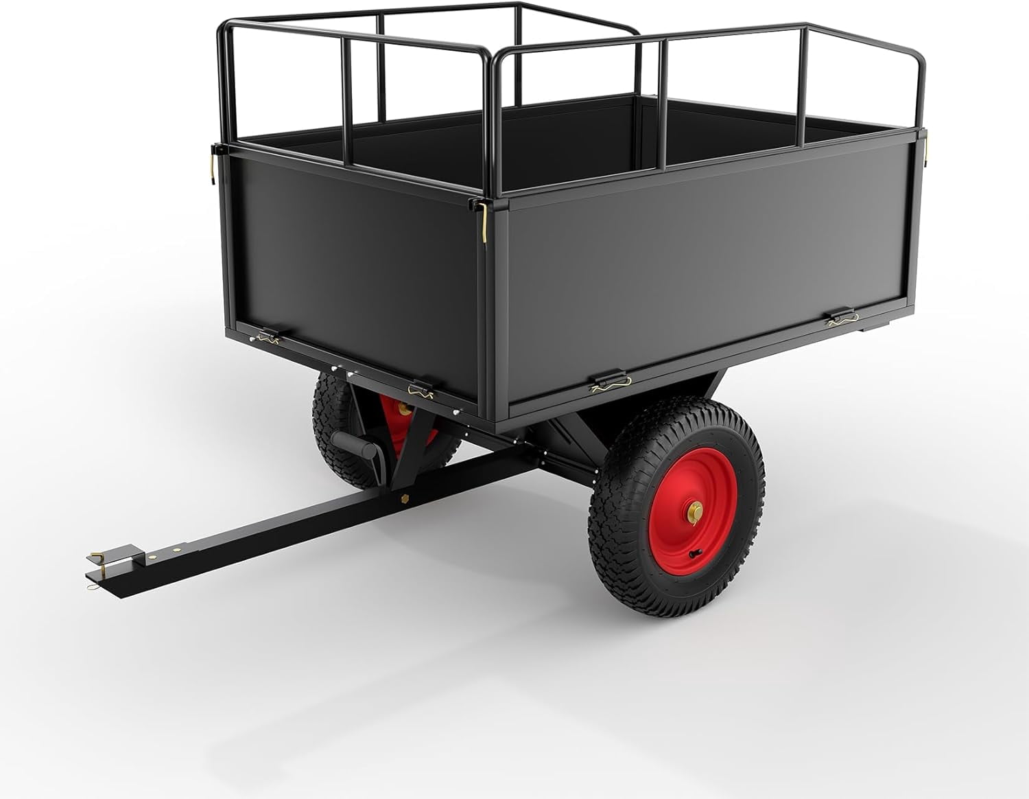 Dump Trailer Tow Behind Dump Cart, 750 lbs 17 Cu. Ft, Steel Construction Garden Utility Trailer with Removable Sides for Riding Lawn Mower Tractor