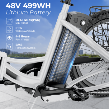 Ancheer 24" Folding Electric Tricycle,Peak 500W 3-Wheel Electric Bike For Adults,48V/499Wh Removable Battery UL2849 Certified,15.5Mph Step-Thru E-trike,Cargo Motorized Tricycle