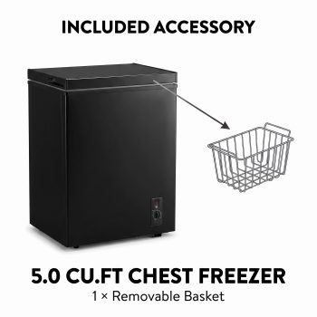 Novadexor 5.0 Cu Ft Chest Freezer, Deep Freezer for Garage Basement
