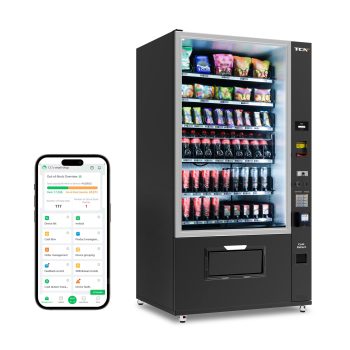 TCN Vending Machines for Business, 60 Slot Refrigerated Commercial Vending Machine, Mobile Management, with Coin & Bill Acceptor and Card Reader
