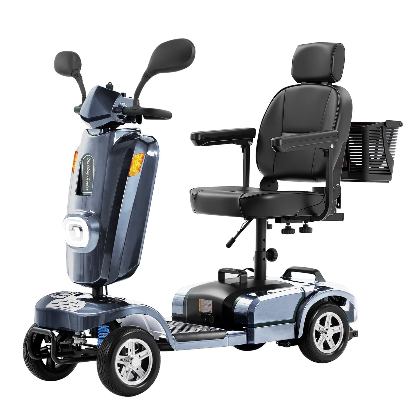 Ecomobi Heavy Duty 4 Wheel Mobility Scooters for Seniors & Adults 400lbs Capacity, Electric Powered Wheelchair Device with Full Lighting System,500W All Terrain Fast Mobility Scooter for Travel
