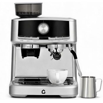 TacleeKii 20 Bar Espresso Machine with Built-in Grinder, Milk Frother and LCD Display, Stainless Steel Coffee Maker for Home Barista, Single & Double Cup Brewing System