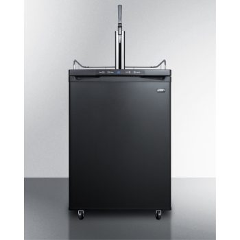 Nitro-infused coffee dispenser in black, with a complete stainless steel stout style tap kit and nitrogen tank included