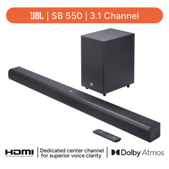 JBL Cinema SB550 3.1 Channel Soundbar with Wireless Subwoofer, Corded Electric, Bluetooth