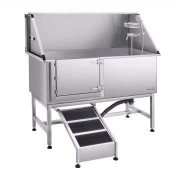 Dog Washing Station Stainless Steel 62 inch, Pet Grooming Tub with Ramp, Filter Board, Showerhead, Bathtub for Large Medium Small Pets, Left Door