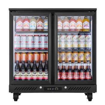 Yeego 36 Inch 2-Door Back Bar Beverage Cooler, 7.4 Cu.Ft Commercial Under Counter Beverage Refrigerator, 216 Cans Capacity, 32-50F, Glass Door, Adjustable Shelves for Bar Restaurant Store