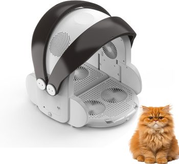 Foldable Pet Grooming Dryer Box, Automatic Drying Cage for Cats and Small Dogs, 360 Airflow with 4-Speed Temperature and Timer Control