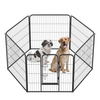 Bestpet Dog Playpen, 32 Inch Height Panels Exercise Pen with Door, Indoor Outdoor Fence for Medium Large Pets, RV Camping Yard Black
