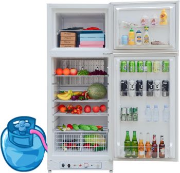 Top Freezer Propane Refrigerator 13.4 cu.ft, Powered 110V/LPG, Garage RV Cottages Chalets Use OffGrid