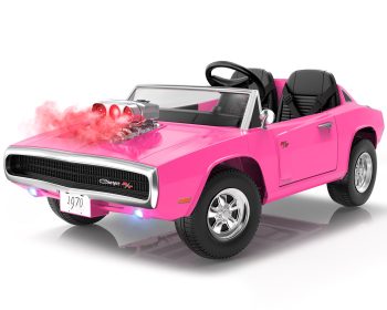iYofe 24V 2 Seater Licensed 1970 Dodge Charger R/T Powered Ride on Cars, Kids Electric Toys Car with Remote Control, 4 Wheels Spring Suspension