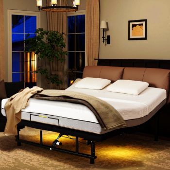 Alvantor Size Electric Adjustable Bed Frame with Wireless Remote,Zero Gravity Base, USB Ports, LED Lights, Black