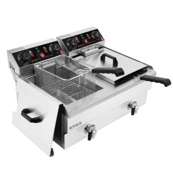 ROVSUN 15qt 3400W 2-Basket Commercial Electric Deep Fryer, Stainless Steel