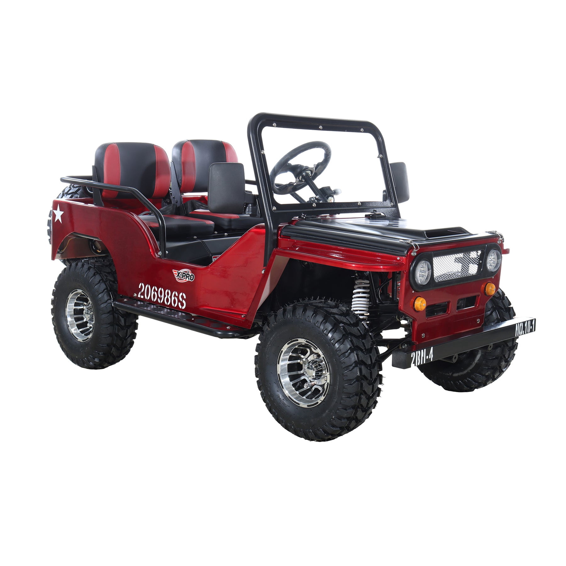 X-Pro Ranger 125 125cc Go Kart Gas Mini Jeep, 3-Speed Semi-Automatic Transmission, LED Headlights with Big 18" Aluminium Rim Wheels!(Wine Red)
