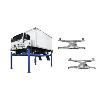 Atlas Equipment Platinum PVL14 4-Post Lift + RJ7000 Rolling Jacks ALI Certified Combo