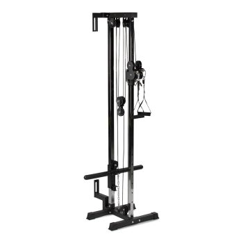 Titan Fitness Tall Wall Mounted Pulley Tower, 84.5" Plate Loaded Cable Machine, Rated 350 LB, Universal Standard & Olympic Plate Compatibility, 18 Height Settings, Space-Saving Functional Trainer