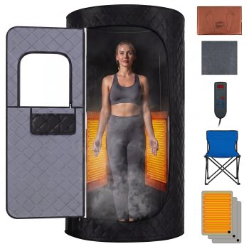 Costway Portable Home Sauna Box, Full Body Sauna Tent with Heated Foot Pad