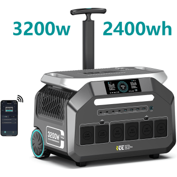 IEE P3200 3200W Portable Power Station 2048Wh LiFePO4 Solar Generator, 6400W Surge, Fast Charge, Backup Power for Home Emergency Hurricane Camping RV Outdoor Use