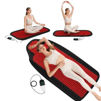 HaSoCare FDA Cleared Red Light Massage Mat for Full Body, 1370 LEDs 660nm & 850nm Near Infrared Light Therapy Blanket, 3 Modes, 5 Intensity Levels, 90-Min Timer for Muscle Pain Relief & Recovery