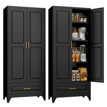 Polup 75" H Kitchen Pantry Storage Cabinets with Drawers, Doors and Adjustable Shelves, Steel Large Cupboard