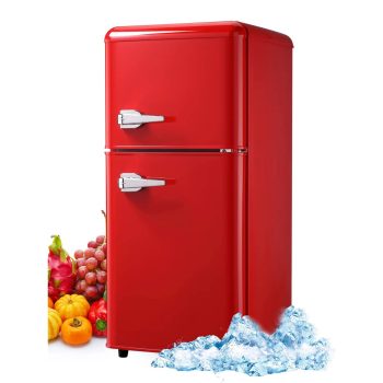 3.5 Cu. Ft Mini Fridge Compact Refrigerator with Top-Freezer,7- Level Adjustable Thermostat, Adjustable Shelves For Bedroom, Office, Kitchen, Apartment