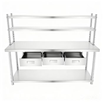 Muweixin Commercial Stainless Steel Work Table with 3 Drawers, 72" x 24" Heavy Duty Kitchen Prep Station with Adjustable Overshelves, Food Service Workbench for Kitchen, BBQ Area