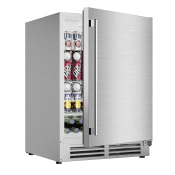 Coolake 24 5.3 Cu.ft/180 Cans Built-in or Freestanding Outdoor Under Counter Refrigerator for Patio in Stainless Steel for Home Bar Kitchen