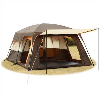 Large Camping Tent, Multi Person Family Cabin Tent, Outdoor Waterproof Double Layer Shelter With Mesh Windows, Straight Wall Portable Picnic Canopy, Green