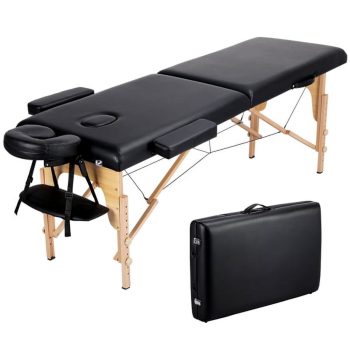 Alden Design 2 Section Portable and Adjustable Wooden Massage Table, 84" x 32.3"