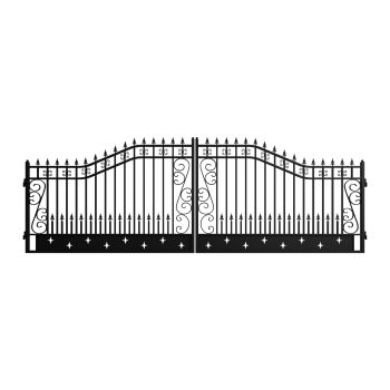 DuraYu 20 x 8 FT Steel Driveway Gate, Dual-Swing Star Gate for Farm & Ranch, Black