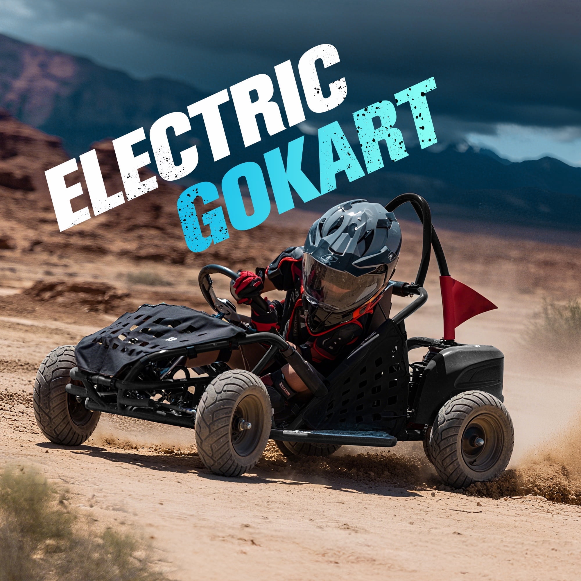 Aoemoe 48V Electric Go-Kart 1000W Brushless Speed Machine, 20 mph Top, 13" All-Terrain Tires, Tubular Steel Frame, 3-Step Lock, Hydraulic Disc Brake