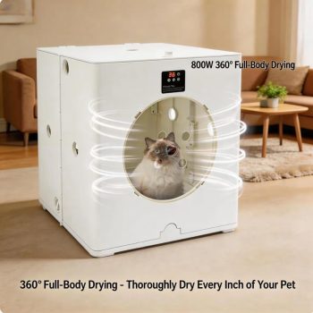 800W Foldable Automatic Pet Dryer Box, 88L 79.9QT Capacity Pet Hair Drying Machine with View Window & Ventilation for Home & Pet Salon