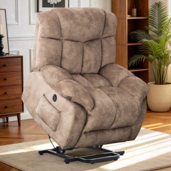 Bonzy Home Power Lift Recliner Chair for Elderly, Heavy Duty and Safety Motion Reclining Mechanism-Antiskid Fabric Sofa Living Room Chair with Overstuffed Design