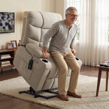 MCombo Power Lift Recliner Chair with Extended Footrest for Elderly People, Fabric 7287 (, )