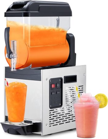 12L Commercial Frozen Drink Machine - Stainless Steel Slushie Maker with Self Cleaning Function for Smoothies Cocktails and Margaritas