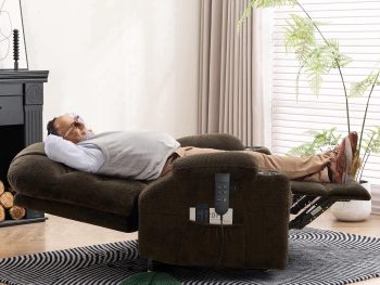 JULY'S SONG Dual Motor Lay Flat Power Lift Recliner Chair with Heat and Massage, USB & Type-C Ports, Large Recliners for Living Room, Oversized Recliner for Adults & Elderly