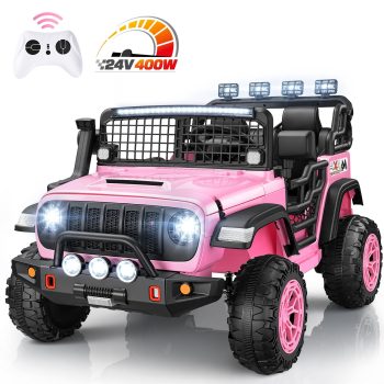 Funcid 24 Volt Ride on Toys, 2-Seater Electric Car, 400W Ride on Cars with Remote Control, Ride on Truck W/ Bluetooth, Music, Power Display, High/Low Speed, Light Control, Suspension