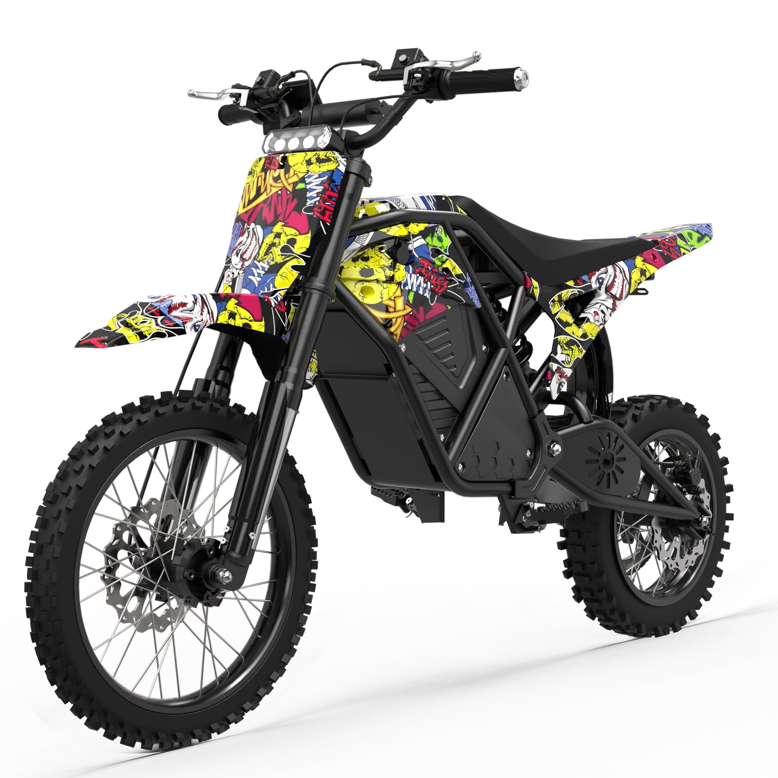 3500W Electric Dirt Bike for Adults - 48V/23Ah Battery, 53‑Mile Range, 30+MPH Electric Dirt Bicycles, Hydraulic Nitrogen Dual Shocks, 14"/12" Off-Road Tire with Cycling Gear, GRAFFITI