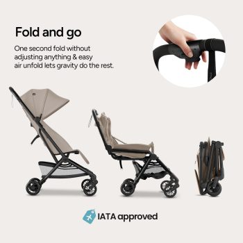 Mompush Velo Lightweight Travel Stroller with Lie-Flat Recline Seat, Airplane Friendly, 18.8 LB, Unisex