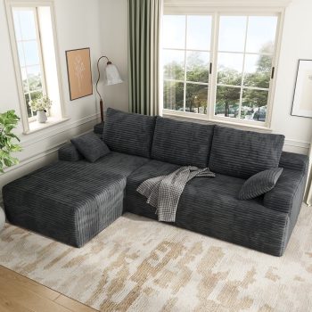 104" Cloud Sectional Couch with L-Shape Chaise, Modern Modular Sofa with Deep Seat, Upholstered Couches with Back Cushion for Living Room Bedroom, No Assembly Required, (Corduroy Fabric)