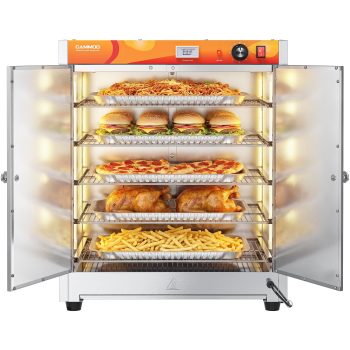 CAMMOO 133 Qt Commercial Food Warmer, 5-Tier 900W Countertop Heated Holding Cabinet with LED Light, Adjustable Shelves, Stainless Steel, for Restaurant & Catering