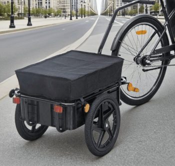 Outdoor Storage Trailer Bicycle Cargo Trailer with Removable Box and Waterproof Cover, Bike Wagon Trailer