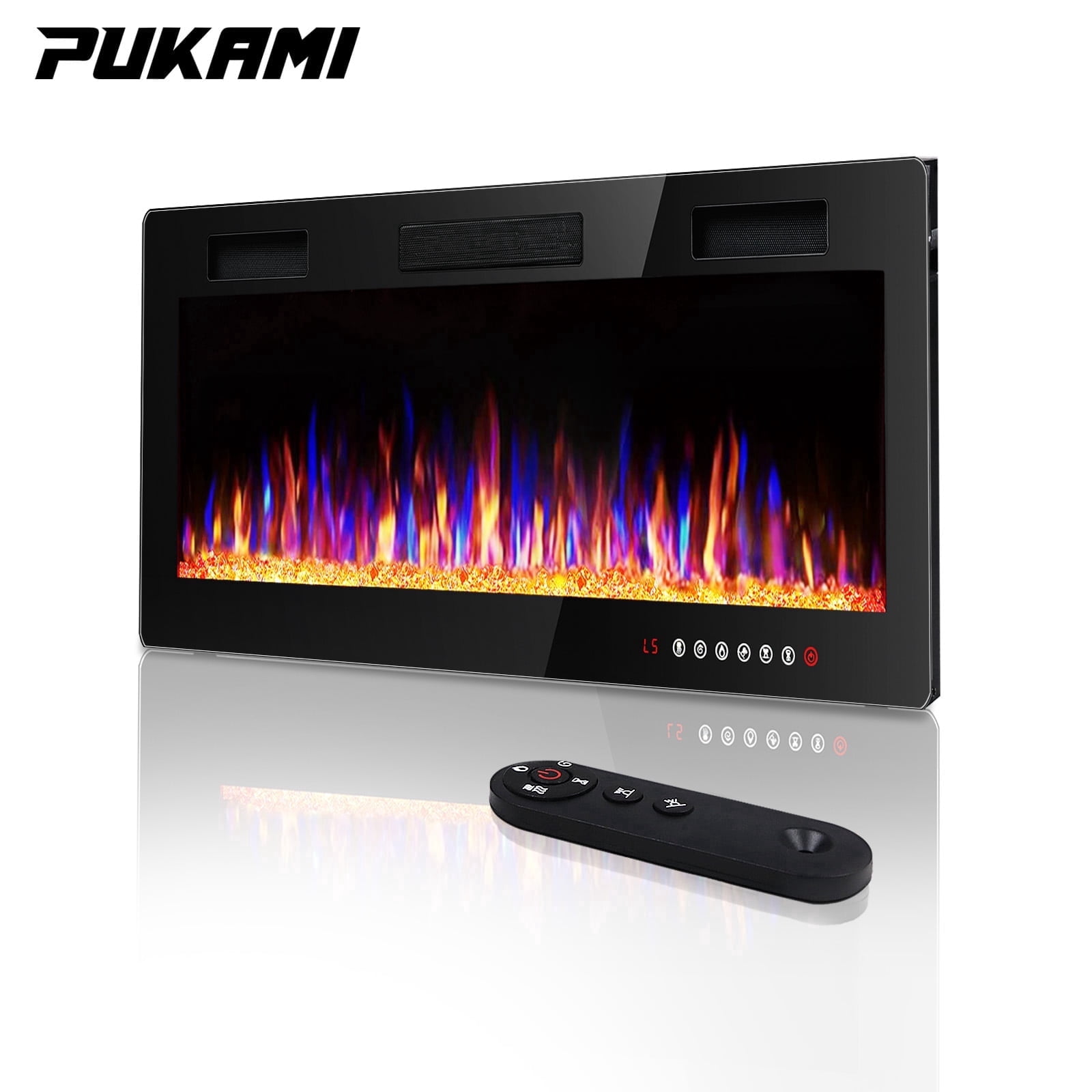 Ultra-Thin Electric Fireplace In-Wall Recessed and Wall Mounted Fireplace Heater