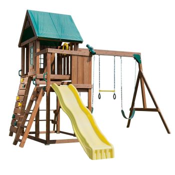 Swing-N-Slide Altamont Wooden Backyard Swing Set with Slide, Swings and Climbing Wall