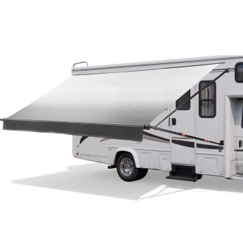 VEVOR Manual RV Awning Complete Kit, 20.12FT Retractable RV Awning with Aluminum Alloy Frame & Waterproof PVC Fabric, Outdoor Camping Trailer Awnings Fit Most RVs (20FT Type, Gradient Black)