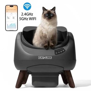 CATLINK Extra Large Automatic Self-Cleaning Cat Litter Box with Waste Bags, 5GHz & 2.4GHz Wifi Connect, Single Cat Best Choice, Grey